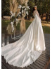 Long Sleeves Beaded Ivory Lace Satin Charming Wedding Dress